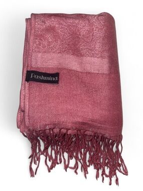 Rose Pink Paisley Pashmina Scarf Wrap Fringe Shawl Light Elegant Evening Stole
